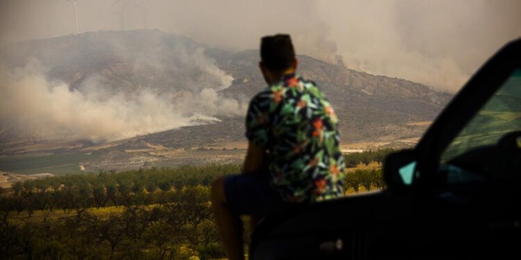 Unos 1.300 evacuados y 8.000 hectáreas quemadas en el noreste de España