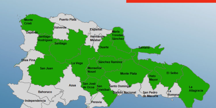 Coe mantiene 16 provincias en alerta verde