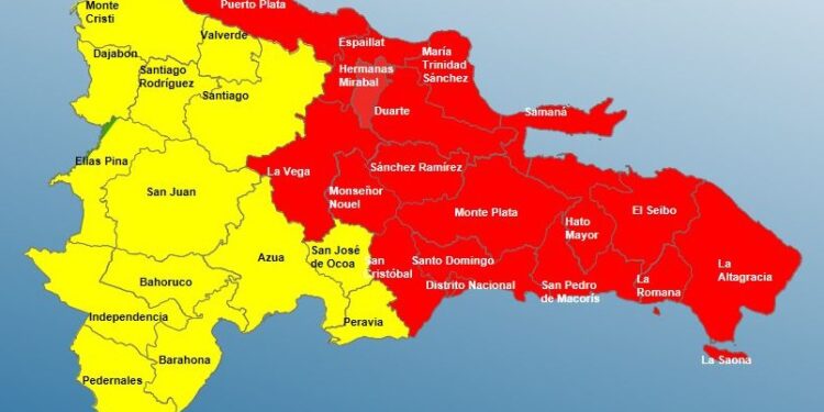 COE coloca 18 provincias en alerta roja y 14 en amarilla