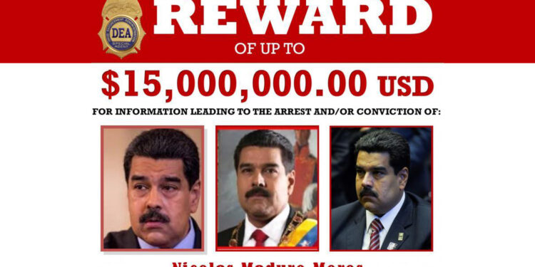 Estados Unidos mantiene vigente la recompensa de 15 millones de dólares por la captura del dictador Nicolás Maduro