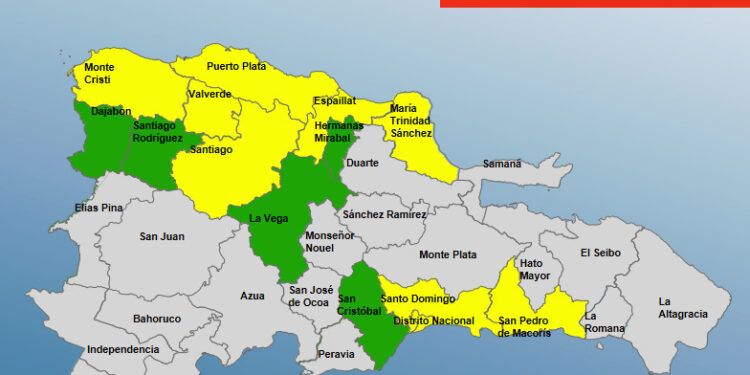 COE eleva a 13 las provincias en alerta amarilla y verde por lluvias