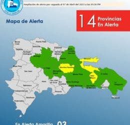 COE eleva a 14 las provincias en alerta por lluvias