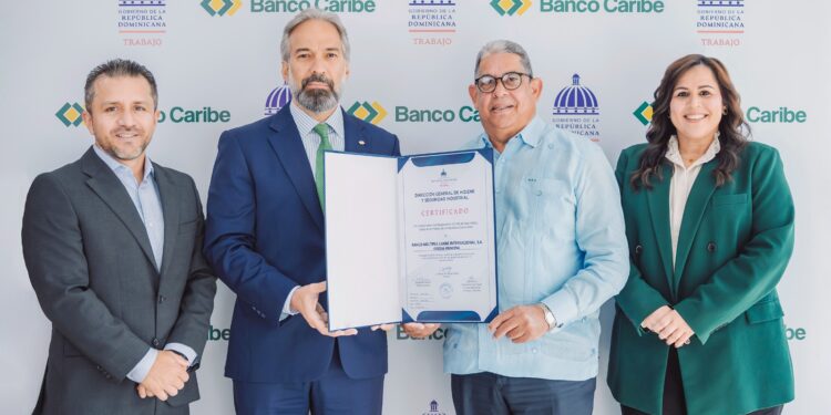 Certifican oficinas y sucursales de Banco Caribe en salud y seguridad ocupacional