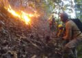 Bomberos forestales trabajan para terminar de extinguir el incendio registrado en Saltos de Jima