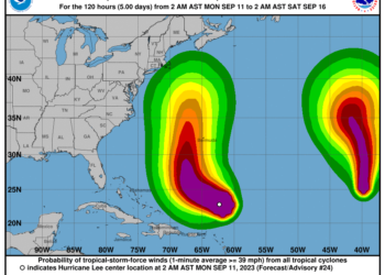 Efectos indirectos de Lee provocarán fuertes aguaceros en varias provincias del país