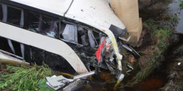 Al menos doce muertos y 58 heridos al caer de un puente un autobús en México