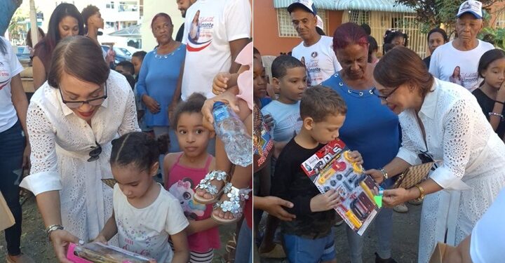 Aspirante a regidora PRM regala juguetes a niños de SDE por tradición de la “Vieja Belén”