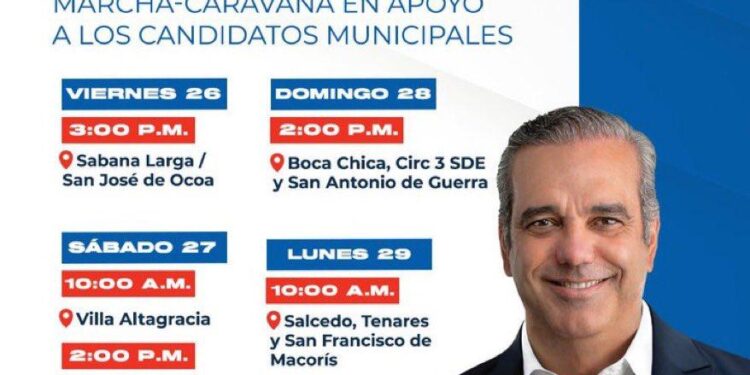 Luis Abinader encabezará caravanas por 11 municipios este fin semana
