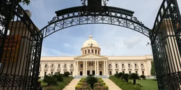 Ciudadano embiste la puerta de entrada al Palacio Nacional