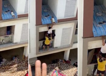 Con maniobra digna de Spiderman, vecinos salvan bebé en peligro en la India