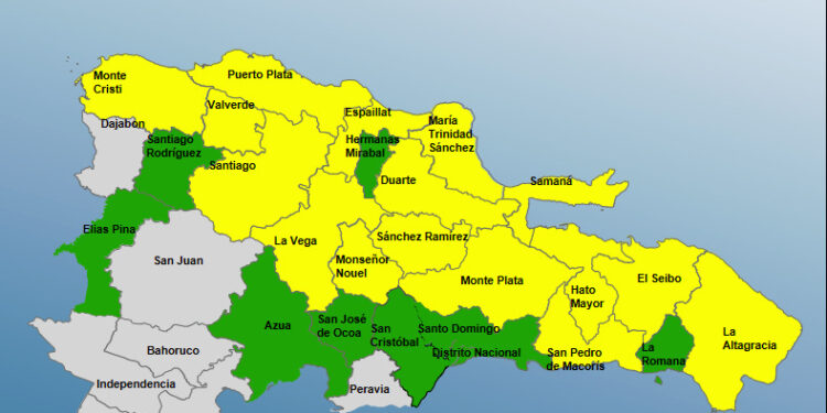 COE mantiene 25 provincias en alerta amarilla y verde por efectos de vaguada