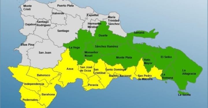 20 provincias y el DN bajo alerta meteorológica por vaguada