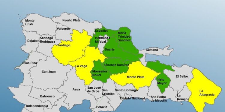 Cuatro provincias en alerta amarilla y 6 en verde por vaguada