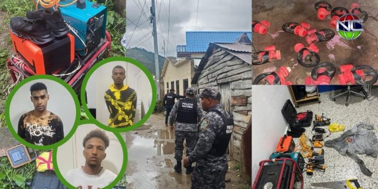 Apresan 3 de 4 hombres tras perpetraron robo en una villa en Constanza