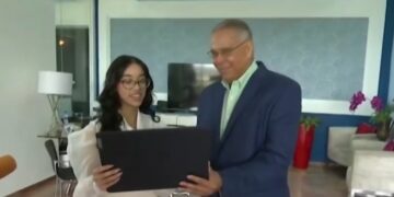 Presidente de Telemicro recibe y premia estudiante de Los Mina