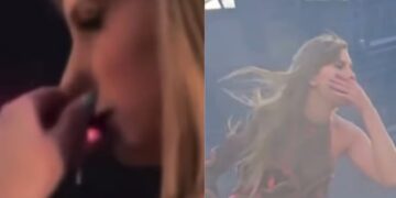 Taylor Swift se llena las manos de mocos por el intenso frío de Escocia