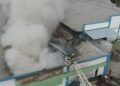 Aseguran uso de drones resultó vital para controlar incendio en nave industrial de autopista Duarte