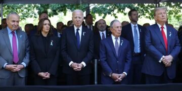 Saludo entre Kamala y Trump en la conmemoración de los atentados del 11-S