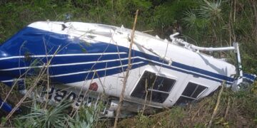 Dos heridos tras helicóptero caer en Monción, Santiago Rodríguez