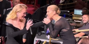 Adele deja ver sus lagrimas tras emoción de ver a Celine Dion en su concierto