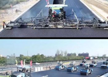 China asfalta una carretera de 150 kilómetros sin humanos