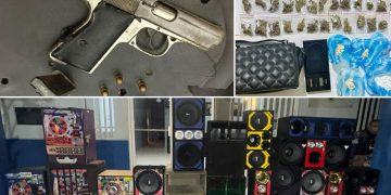 PN ocupa arma de fuego, sustancias ilícitas, bocinas y 11 máquinas traga monedas en Villa Mella