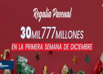 Gobierno entregará regalía primera semana de diciembre