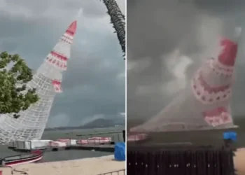 Tragedia en Brasil: Un árbol de Navidad gigante cayó y mató a un joven de 21 años