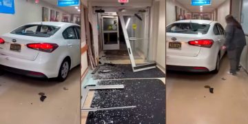 Mujer estrella su auto dentro de un hospital de Nueva Jersey