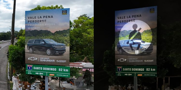 Santo Domingo Motors transforma vallas publicitarias de Chevrolet en señales de tránsito