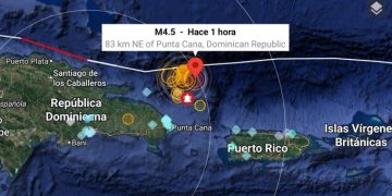 Dos sismos de magnitud 4.5 y 3.8 al este de Miches