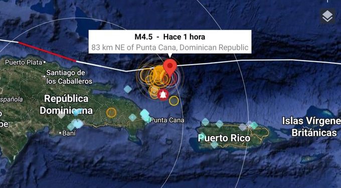 Dos sismos de magnitud 4.5 y 3.8 al este de Miches