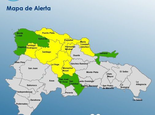 COE mantiene ocho provincias en alerta amarilla y seis en alerta verde por vaguada