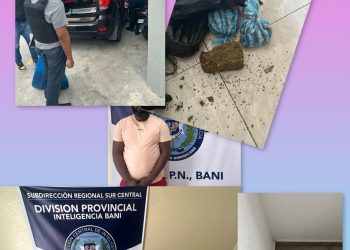 DINTEL y Ministerio Público realizan allanamientos en Baní; detienen a un hombre e incautan armas, drogas, dinero y otros objetos