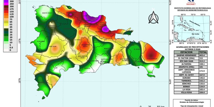 Indomet: Espaillat registra cifras históricas en lluvias