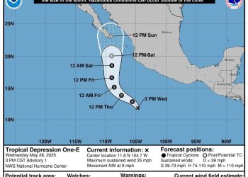 Se forma primera depresión tropical de 2025 en el Pacífico