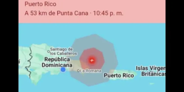 Sismo de magnitud 5.8 sacude el noreste de Punta Cana