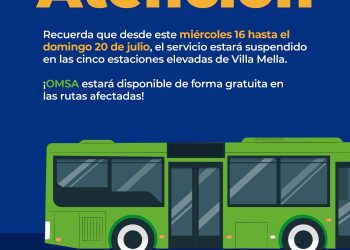 OPRET reitera suspensión del servicio en estaciones elevadas de la Línea 1 del Metro de Santo Domingo