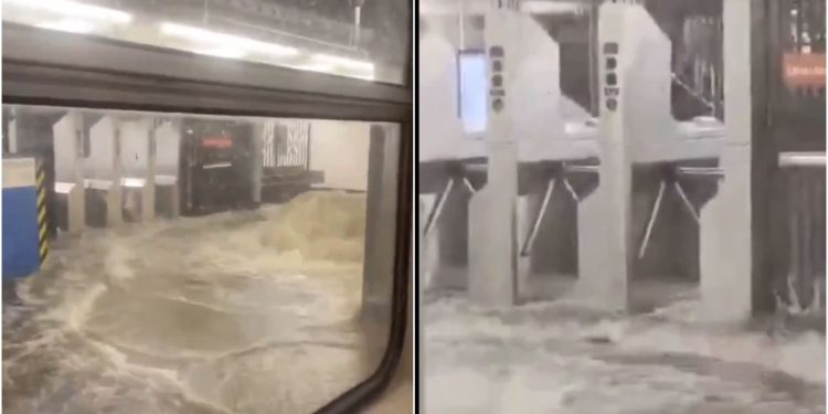 Lluvias torrenciales inundaron estaciones del metro de Nueva York y provocaron caos en el transporte