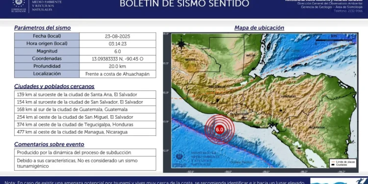 Sismo de magnitud 6.0 sacude Guatemala y El Salvador