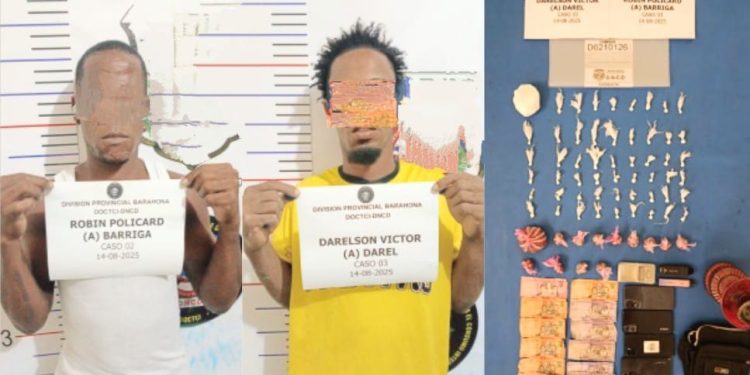 Policía y Ministerio Público apresan a dos hombres con drogas, balanza y celulares en Barahona