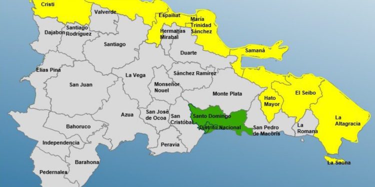 Colocan ocho provincias en alerta amarilla y mantienen dos en verde por huracán Erín
