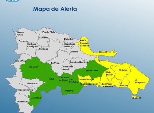 COE coloca 16 provincias en alerta por efectos de onda tropical y vaguada