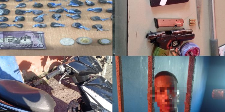 Policía apresa presunto antisocial, recupera celulares, decomisa drogas y arma en Los Guaricanos y la Victoria