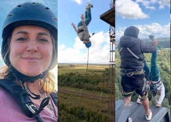 Quiso tomarse una selfie a 90 metros de altura pero resbaló y cayó al vacío frente a su hijo