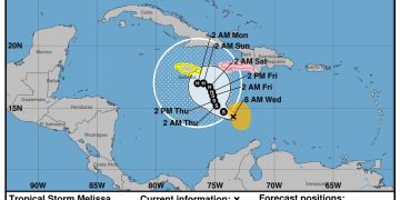 Indomet: Melissa mantendrá nublados y fuertes lluvias en todo el país; podría convetirse en huracán este jueves