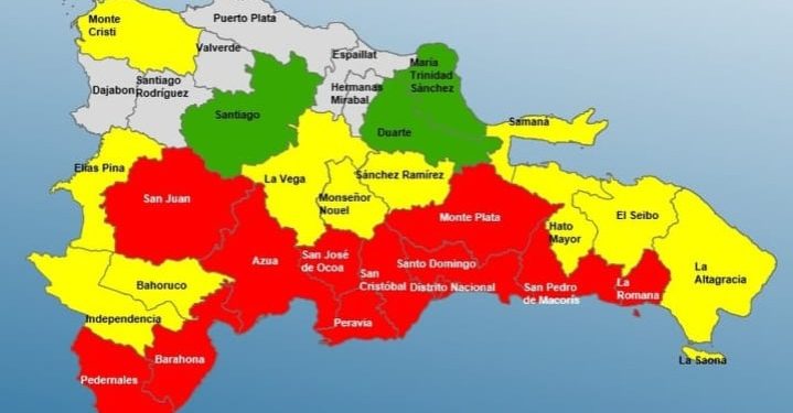 24 demarcaciones y el DN bajo alerta por efectos tormenta Melissa