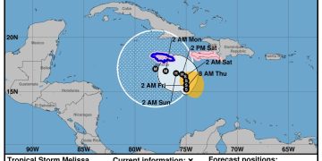 Indomet advierte que la tormenta Melissa seguirá provocando aguaceros intensos y oleaje peligroso