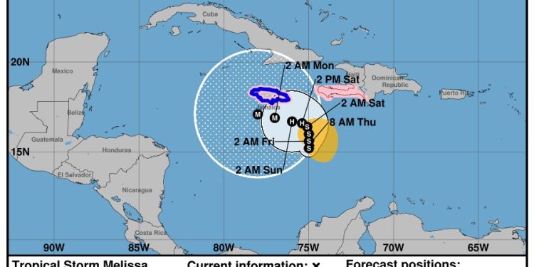 Indomet advierte que la tormenta Melissa seguirá provocando aguaceros intensos y oleaje peligroso