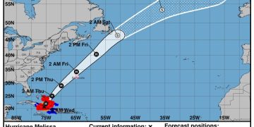 Indomet pronostica aguaceros moderados a fuertes por efectos indirectos del huracán Melissa